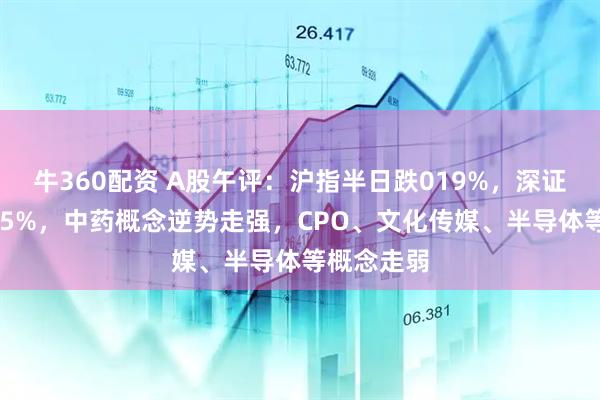 牛360配资 A股午评：沪指半日跌019%，深证成指跌015%，中药概念逆势走强，CPO、文化传媒、半导体等概念走弱